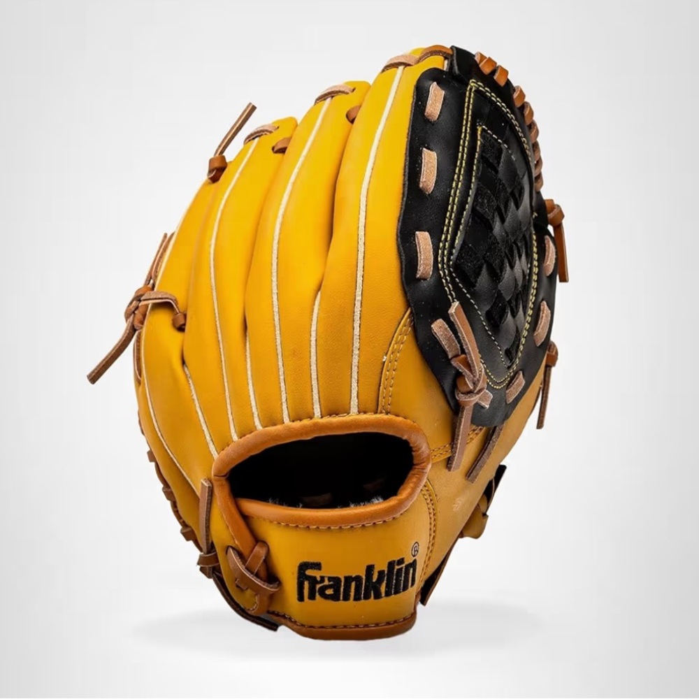 Franklin Tan and Black Baseball Glove 10" Basket Web Right hand throw youth